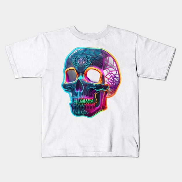 Neon skull srt Kids T-Shirt by Spaceboyishere